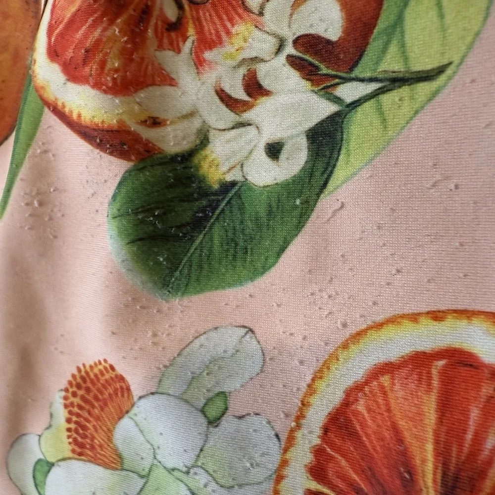 Kortni Jeane pink citrus orange-print off-the-shoulder ruffle swim top 4T